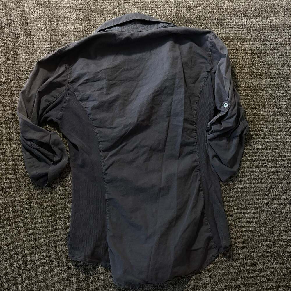 Vintage Y2k Standard James Perse Navy Cotton Knit Button Down 3/4 Sleeve S - Picture 2 of 6